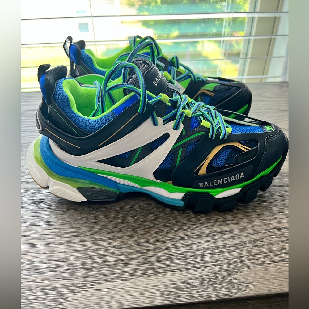 Balenciaga Multicolor Leather and Mesh S Gomma Track Sneaker Sz EU 39